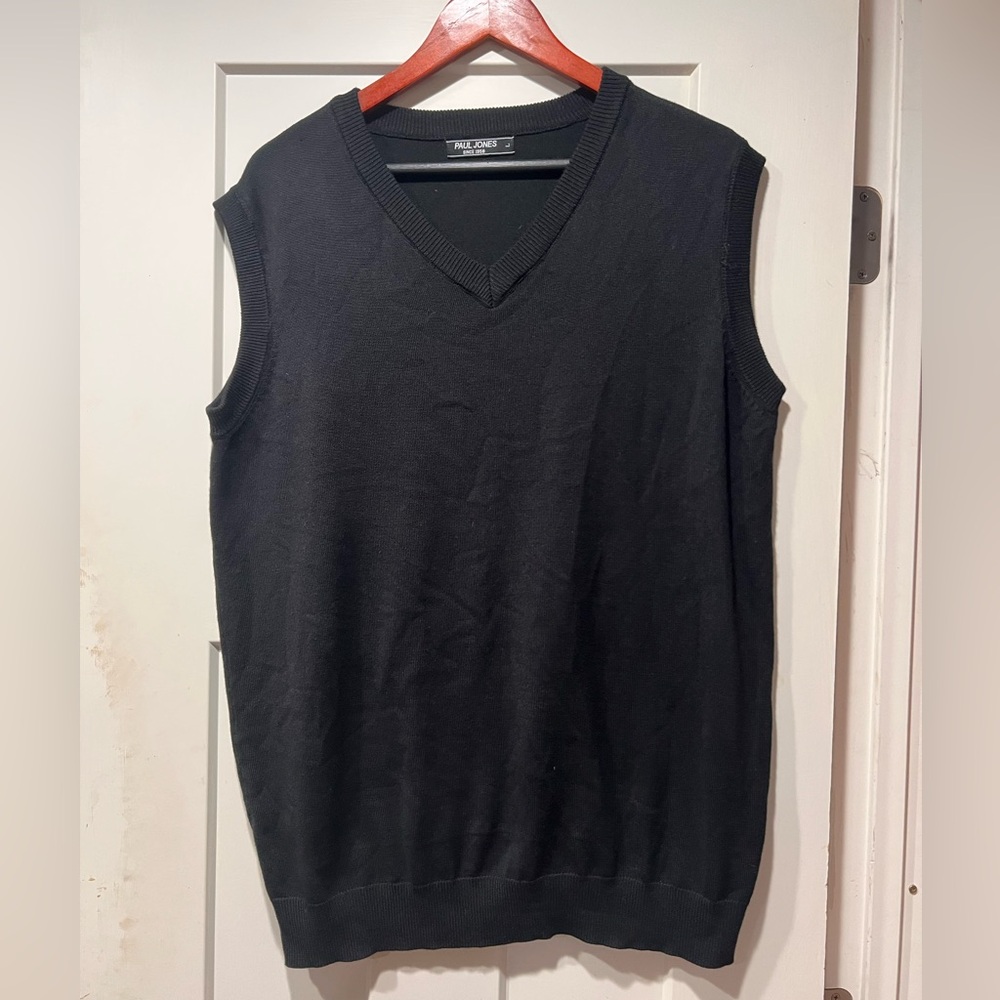 Paul Jones Men’s V Neck Black Sweater Vest L